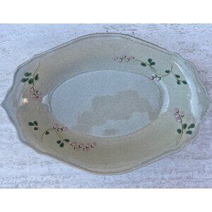 Mountain Meadows Handmade Stoneware Ceramic Oval Dish With Floral Design